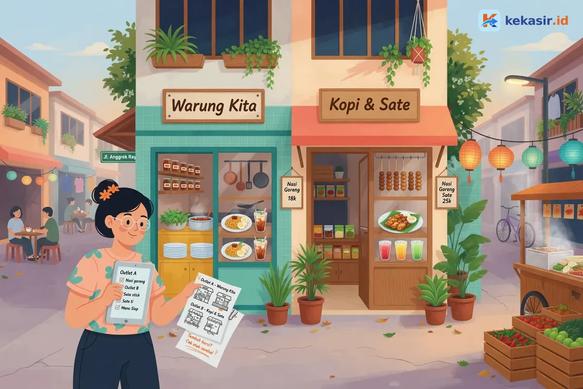 Tim restoran multi cabang dilatih memakai sistem kasir baru di area service sebelum jam buka