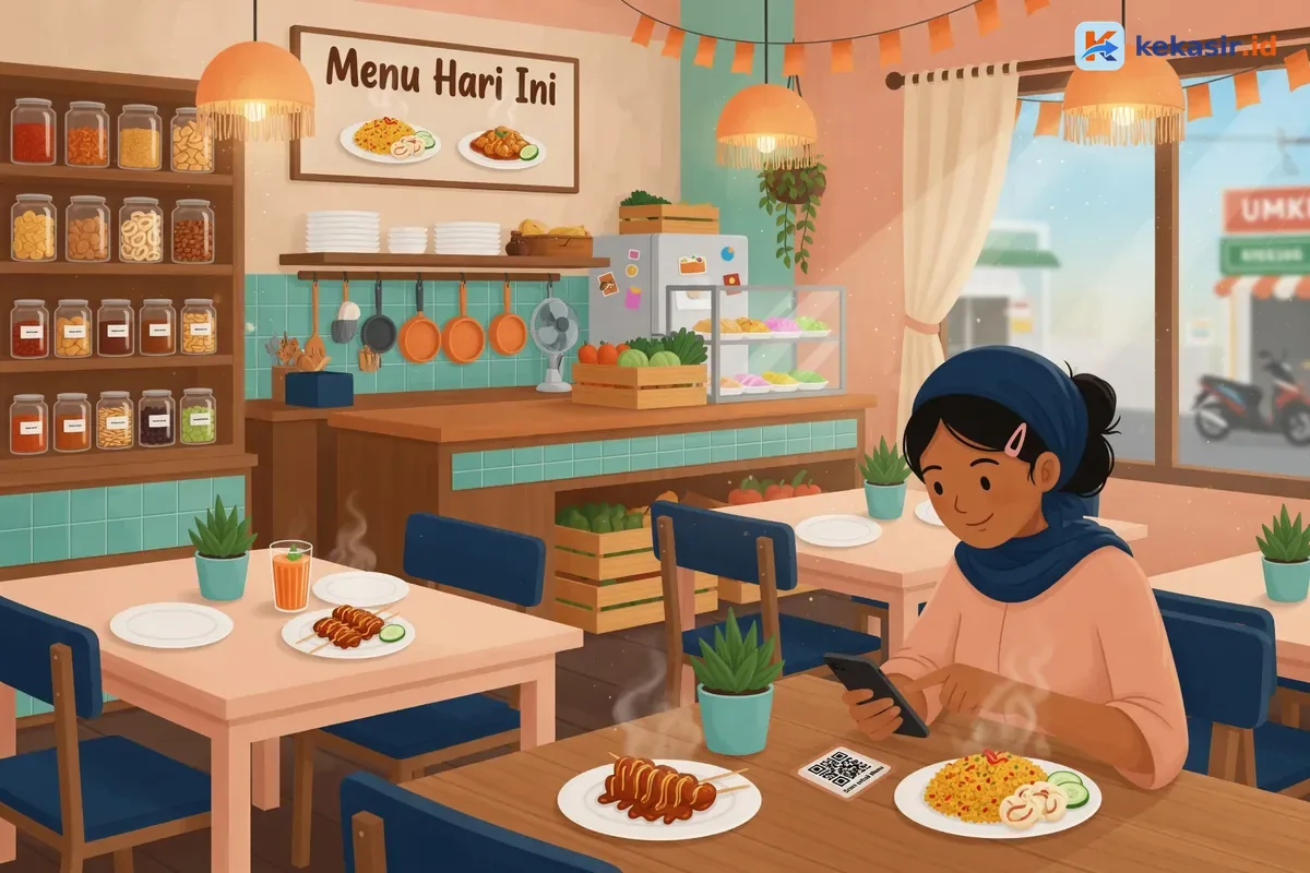 Pelanggan melihat katalog menu online dari HP sebelum melakukan pre order