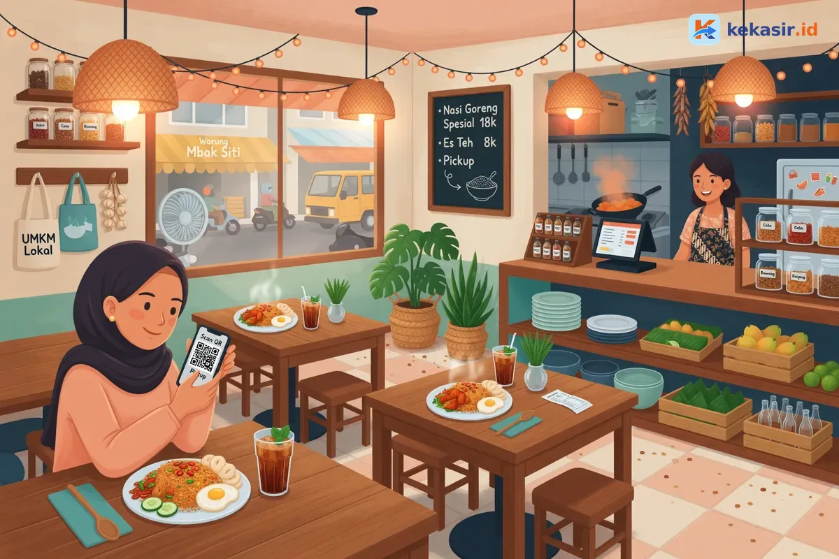 Diagram alur pesanan pickup dari katalog online kasir hingga dapur siap