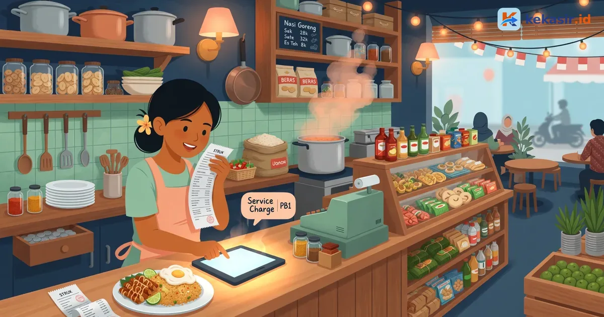 Service Charge dan PB1 di Struk Restoran